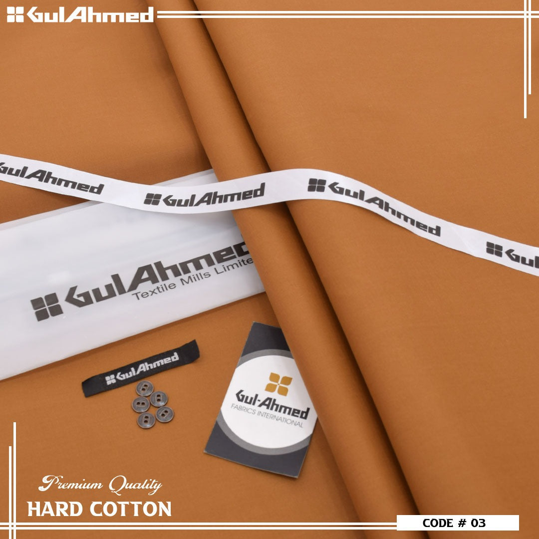 GulAhmed Hard Cotton Airjet Men’s Unstitched Summer Collection ( Mustard )