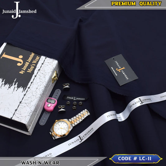J. Business Class 4 Season Wash N Wear With Luxury Box & Bag + Button + Tasbeeh + Rolex Watch + Cufflinks ( Navy Blue )