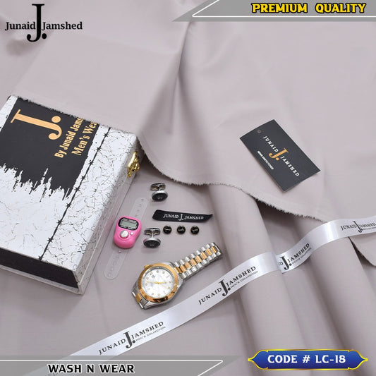 J. Business Class 4 Season Wash N Wear With Luxury Box & Bag + Button + Tasbeeh + Rolex Watch + Cufflinks ( Stone )