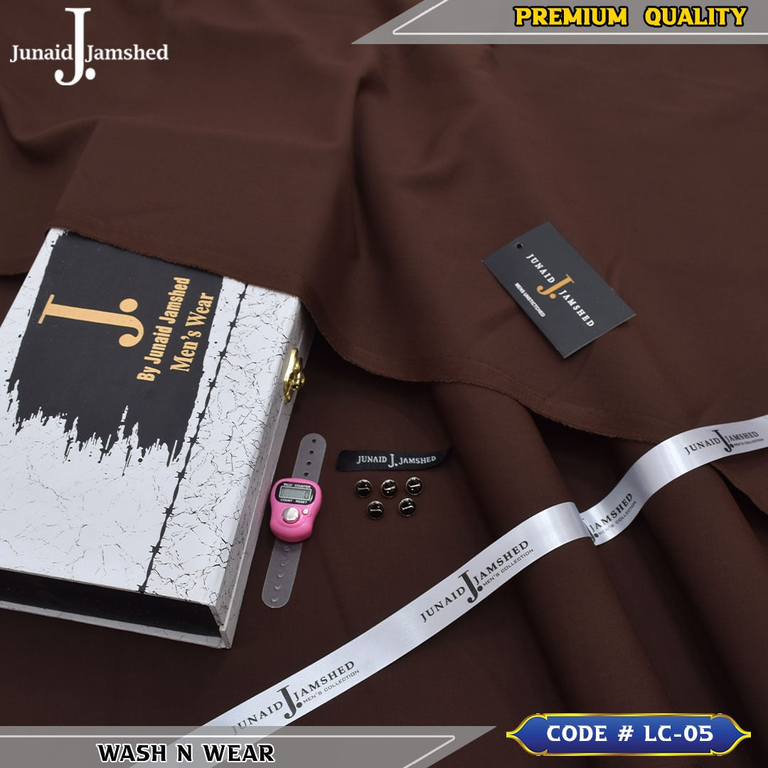 J. Business Class 4 Season Wash N Wear With Luxury Box & Bag + Button + Tasbeeh ( Chocolate Brown )