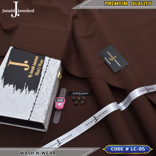 J. Business Class 4 Season Wash N Wear With Luxury Box & Bag + Button + Tasbeeh ( Chocolate Brown )